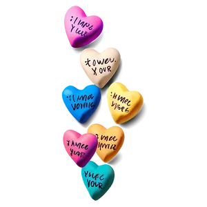 Handwritten Conversation Hearts PNG Npv