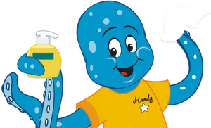 Handy Character Promoting Handwashing PNG image