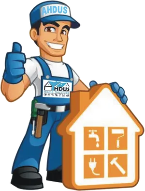 Handyman Character Promoting Home Services PNG image
