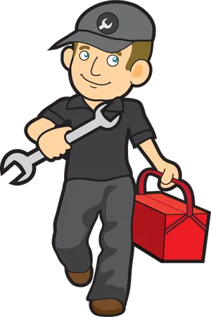 Handyman Character With Tools PNG image