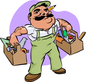 Handyman Tools Cartoon Illustration PNG image