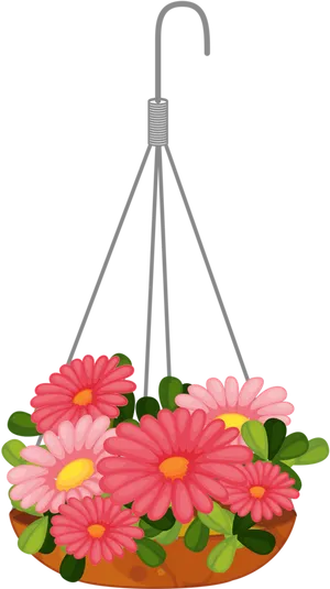 Hanging Flower Basket Vector PNG image