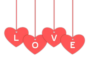 Hanging Love Hearts PNG image