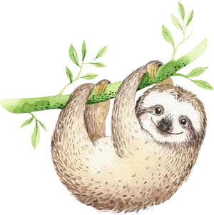 Hanging Sloth Illustration.png PNG