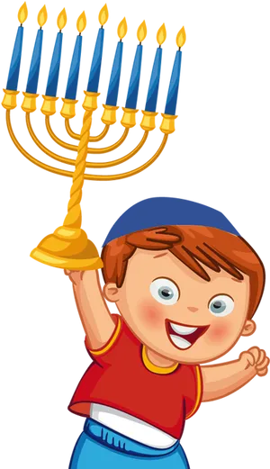 Hanukkah Celebration Cartoon Child Menorah PNG image
