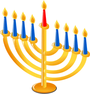 Hanukkah Menorah Eighth Night PNG image