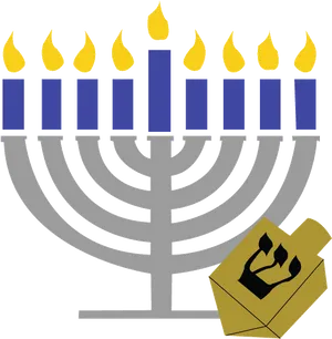 Hanukkah Menorahand Dreidel Graphic PNG image