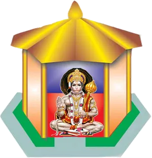Hanuman Seatedin Temple Graphic PNG image