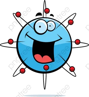 Happy Atom Cartoon Illustration PNG image