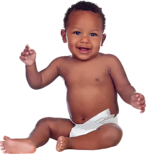 Happy Baby Smiling In Diaper PNG image
