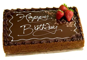 Happy Birthday Chocolate Cakewith Strawberries PNG image