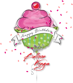 Happy Birthday Cupcake Balloon PNG image