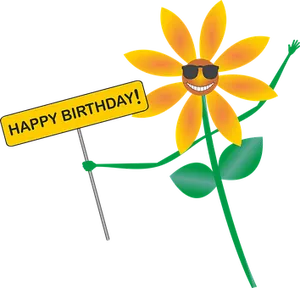 Happy Birthday Smiling Flower Cartoon PNG image