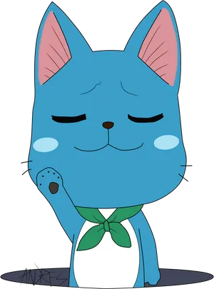 Happy Blue Cat Cartoon Character PNG image
