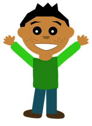 Happy Boy Cartoon Character PNG image