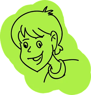 Happy Boy Cartoon Outline