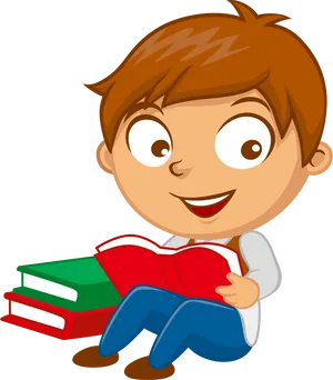 Happy Boy Reading Book