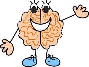 Happy Brain Cartoon Character PNG image