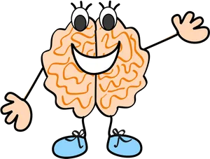 Happy Brain Cartoon Character PNG image