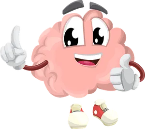 Happy Brain Character Giving Thumbs Up PNG image