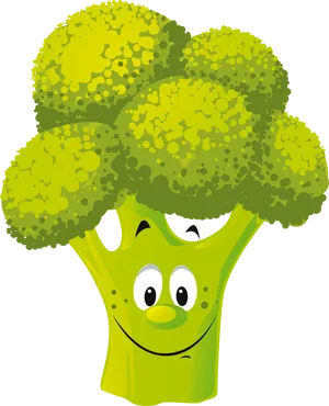 Happy Broccoli Character PNG image