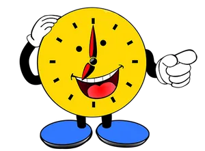 Happy Cartoon Clock Character PNG image