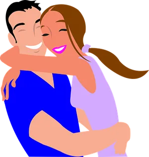 Happy Cartoon Couple Hugging_ Vector PNG image