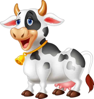 Happy Cartoon Cow Illustration PNG image