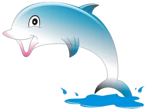 Happy Cartoon Dolphin Jumping PNG image
