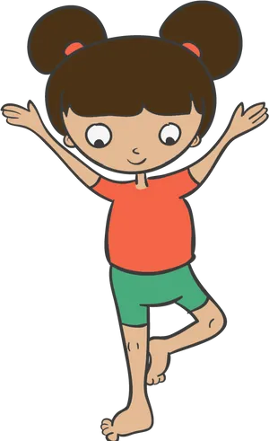 Happy Cartoon Girl Balancing PNG