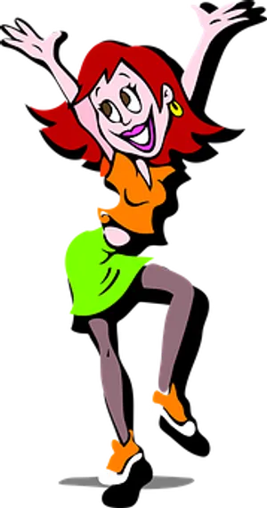Happy Cartoon Girl Dancing