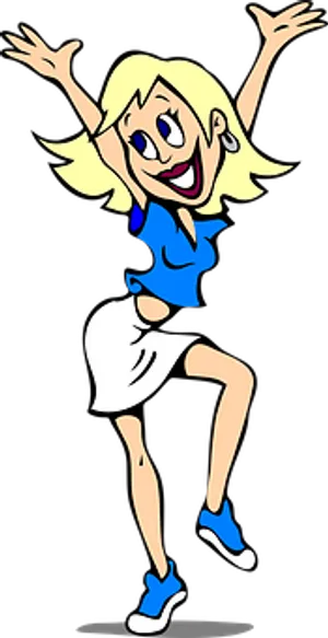 Happy Cartoon Girl Dancing
