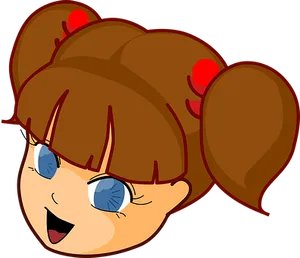 Happy Cartoon Girl Face