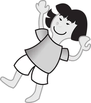 Happy Cartoon Girl Waving
