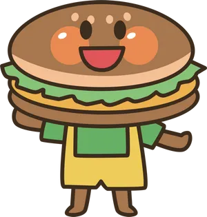 Happy Cartoon Hamburger Character PNG image