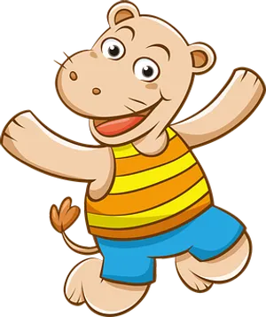 Happy Cartoon Hippo Character