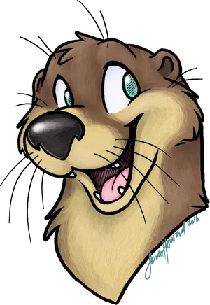 Happy Cartoon Otter Illustration PNG image