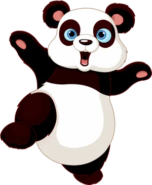 Happy Cartoon Panda Jumping PNG image