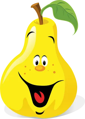 Happy Cartoon Pear Character PNG image
