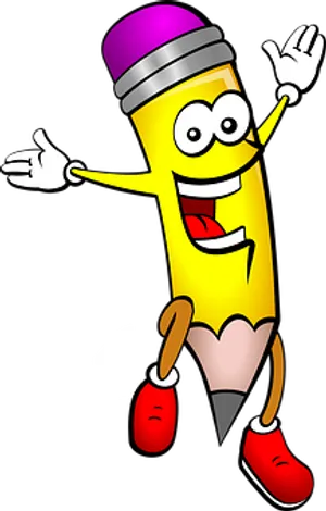 Happy Cartoon Pencil Character PNG image