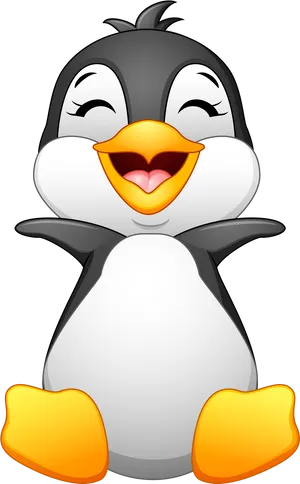 Happy Cartoon Penguin PNG image