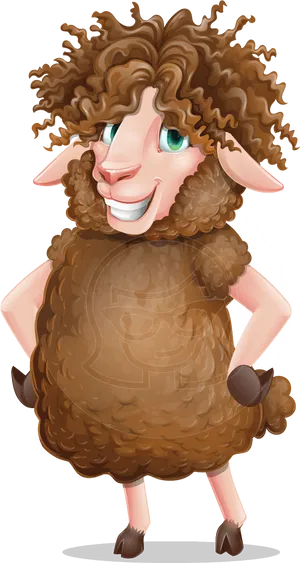 Happy Cartoon Sheep Standing PNG image
