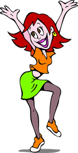 Happy Cartoon Woman Dancing