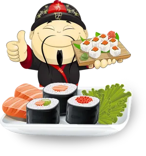 Happy Chef Presenting Sushi Selection.png