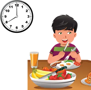 Happy Child Enjoying Healthy Breakfast