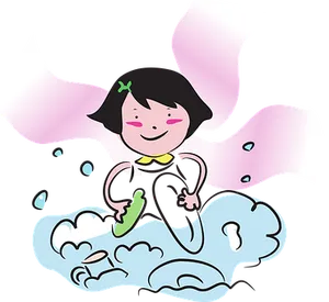 Happy Child With Cape Illustration