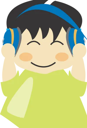 Happy Child With Headphones PNG image
