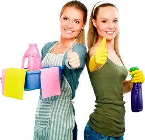 Happy Cleaning Team Thumb Up PNG image