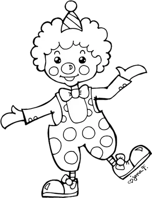 Happy Clown Cartoon Outline PNG