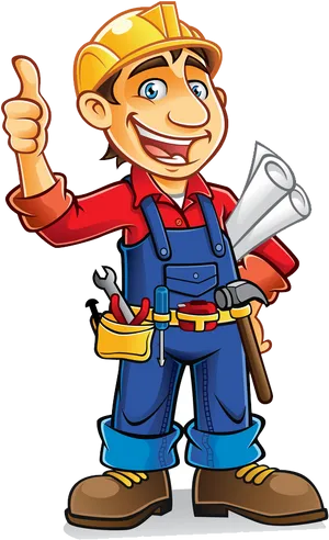 Happy Construction Worker Cartoon PNG image